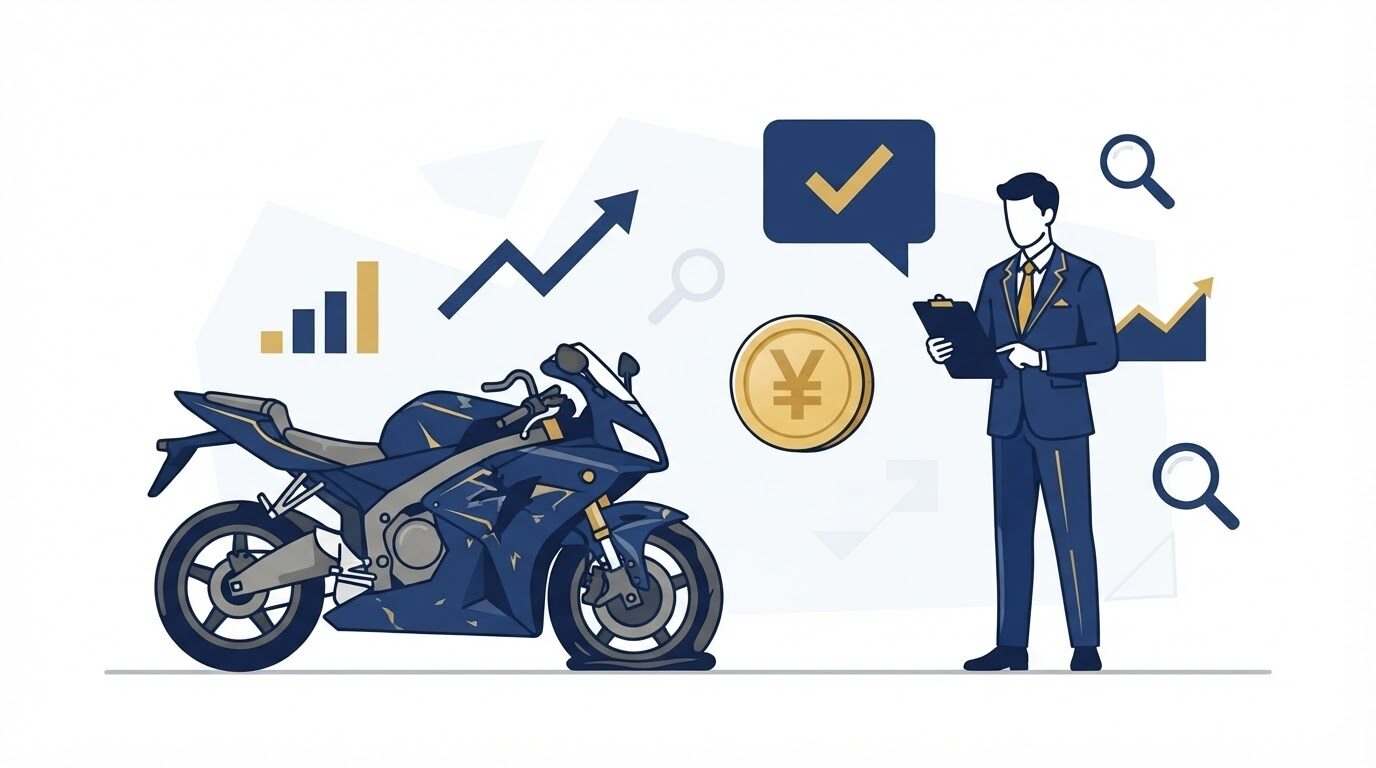 動かない・事故車のバイクでも買取査定してもらう様子のイメージ