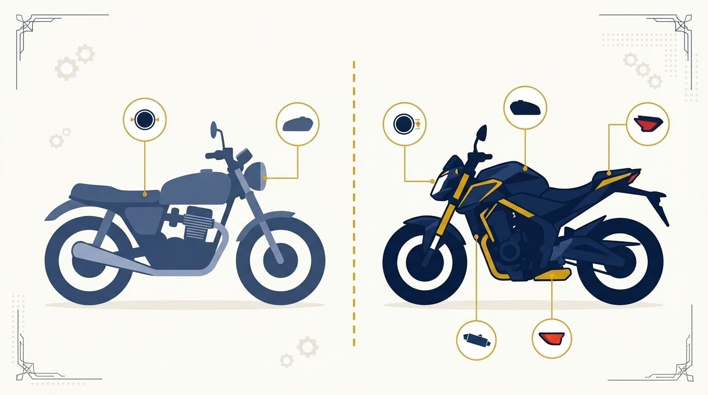 新型と旧CB400SFの比較イラスト