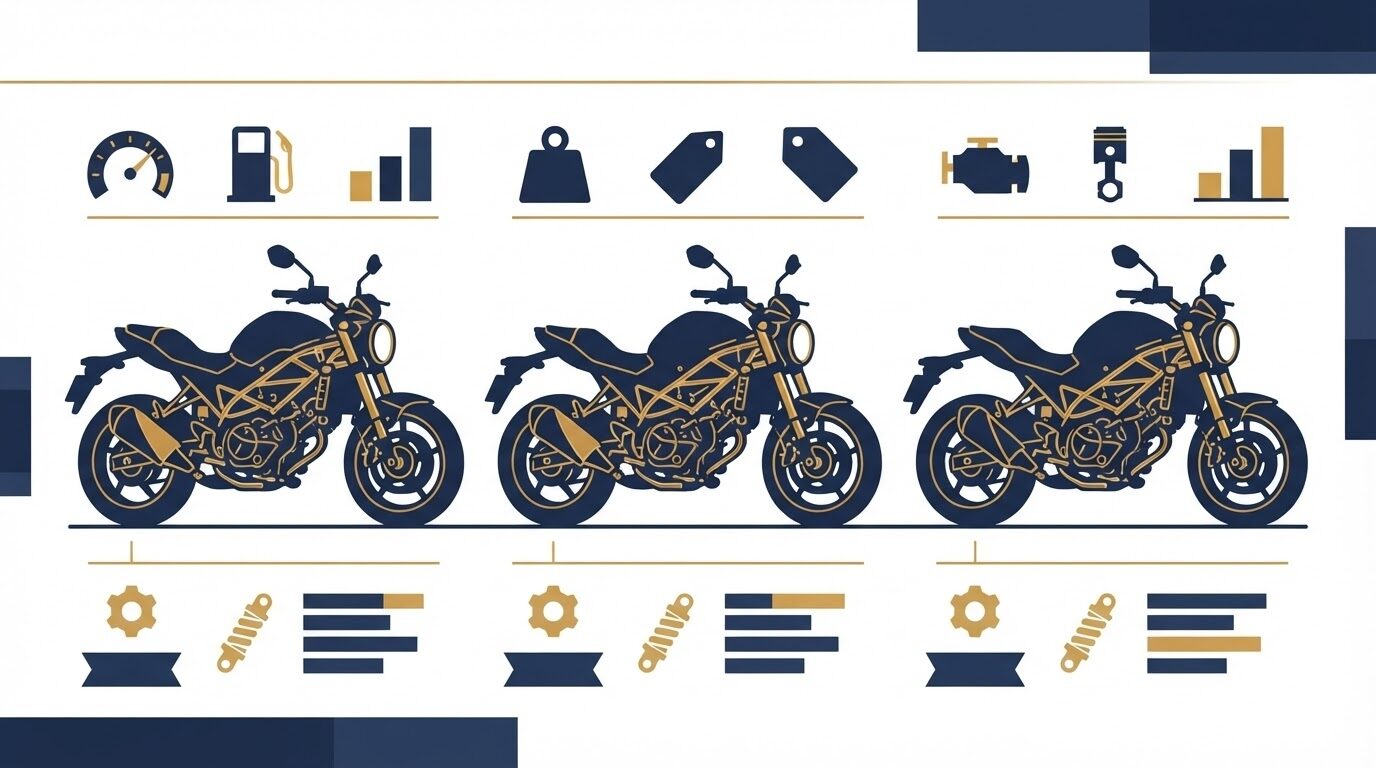 国産ミドルクラスネイキッドバイクの比較イメージ画像