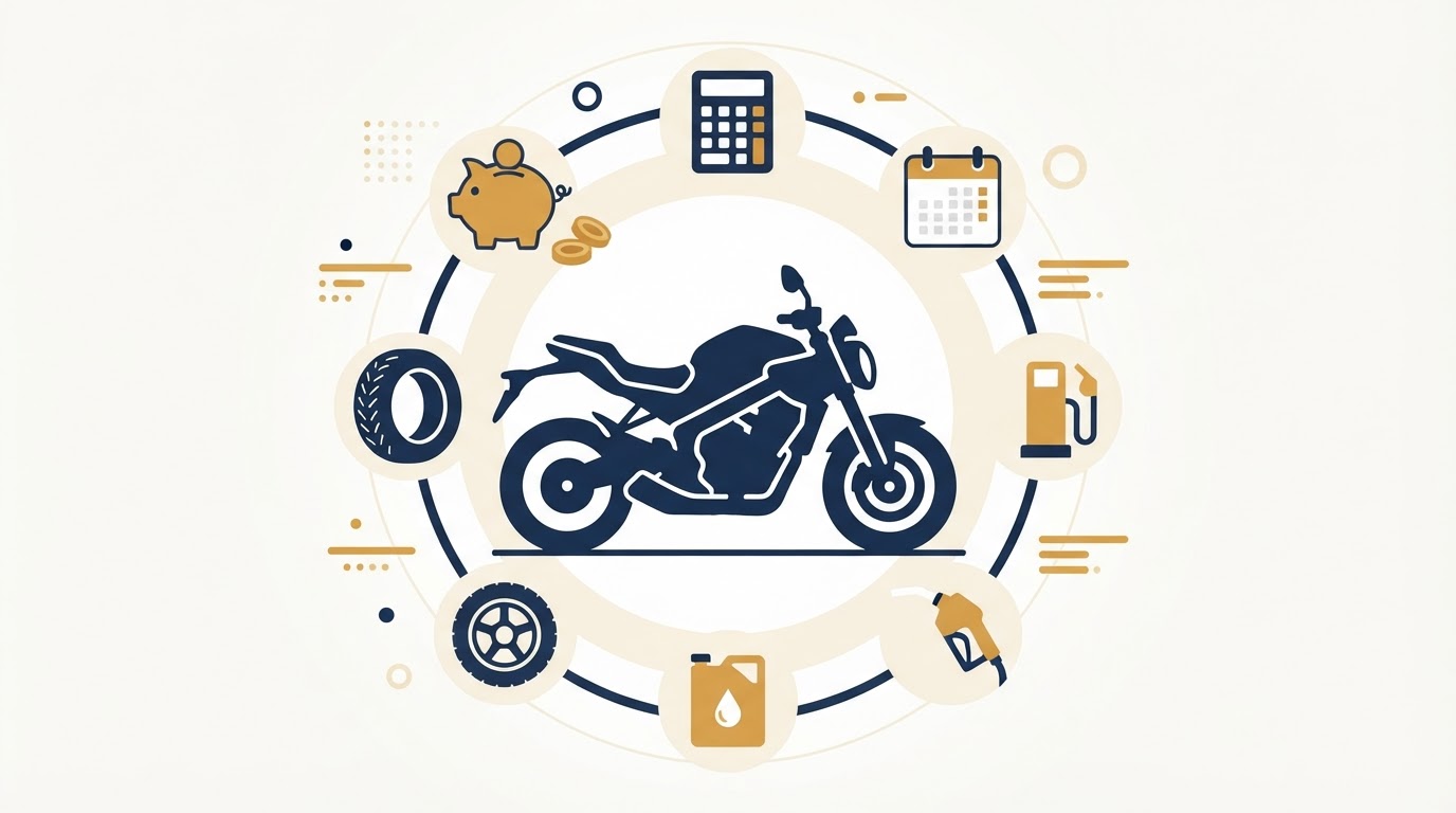 バイクの年間維持費の内訳を表すイラスト