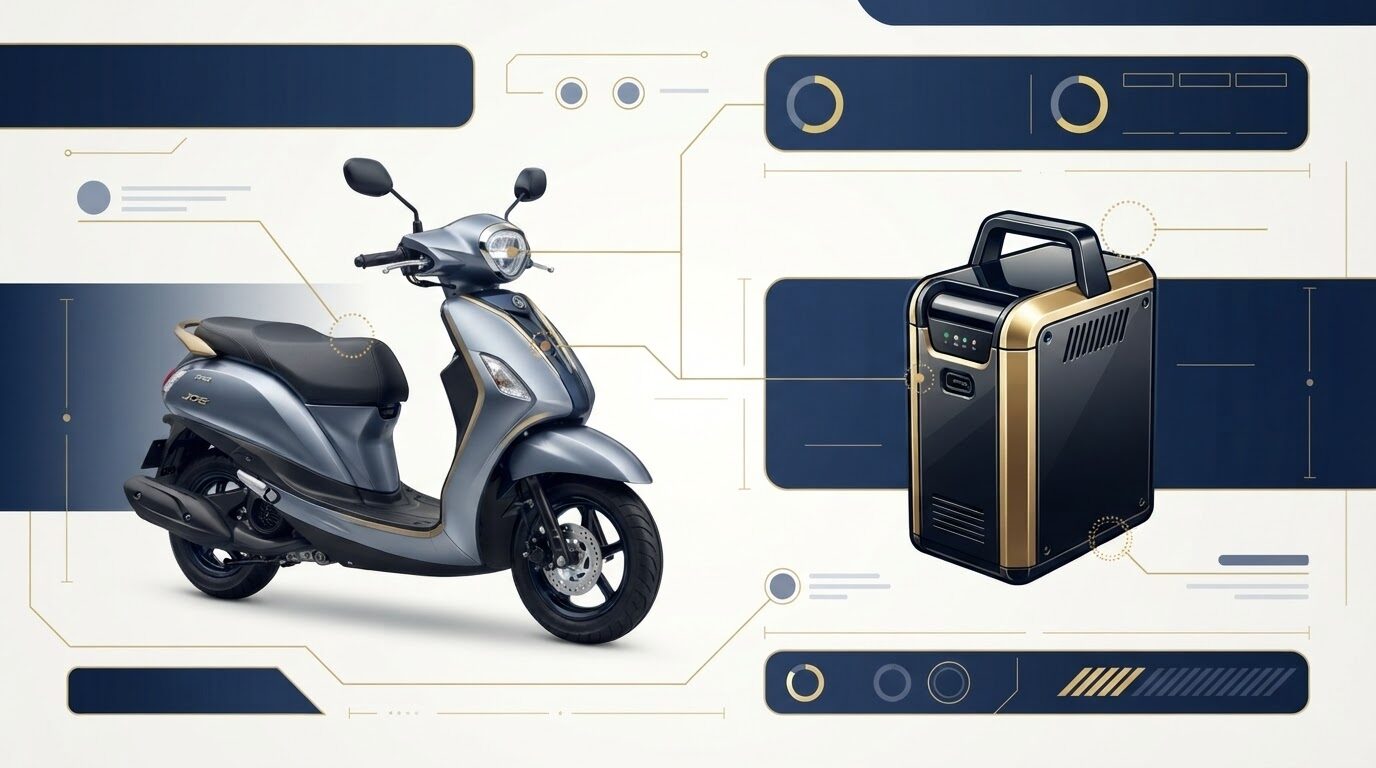 JOG Eのスペック早見表イメージ(車体とバッテリーパック)
