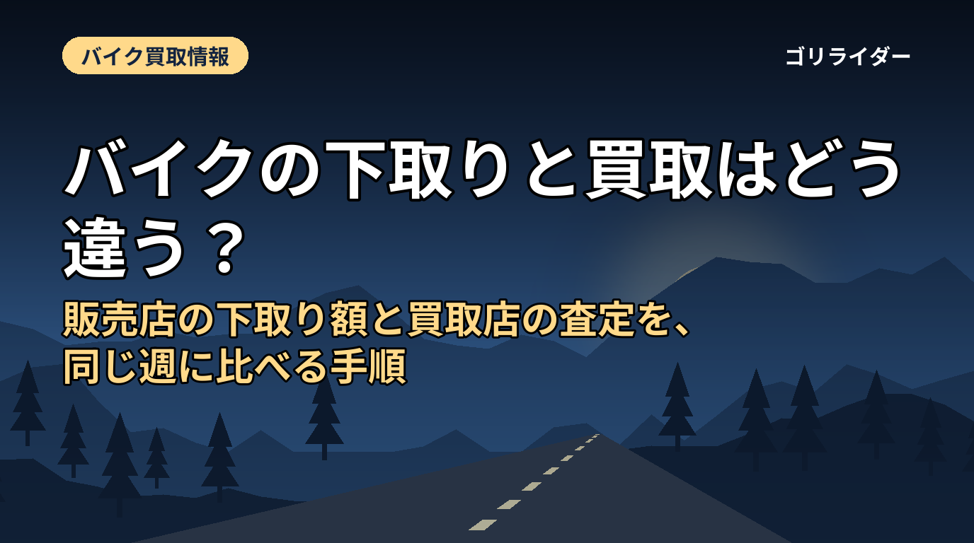 バイクの下取りと買取はどう違う？｜販売店の下取り額と買取店の査定を、同じ週に比べる手順